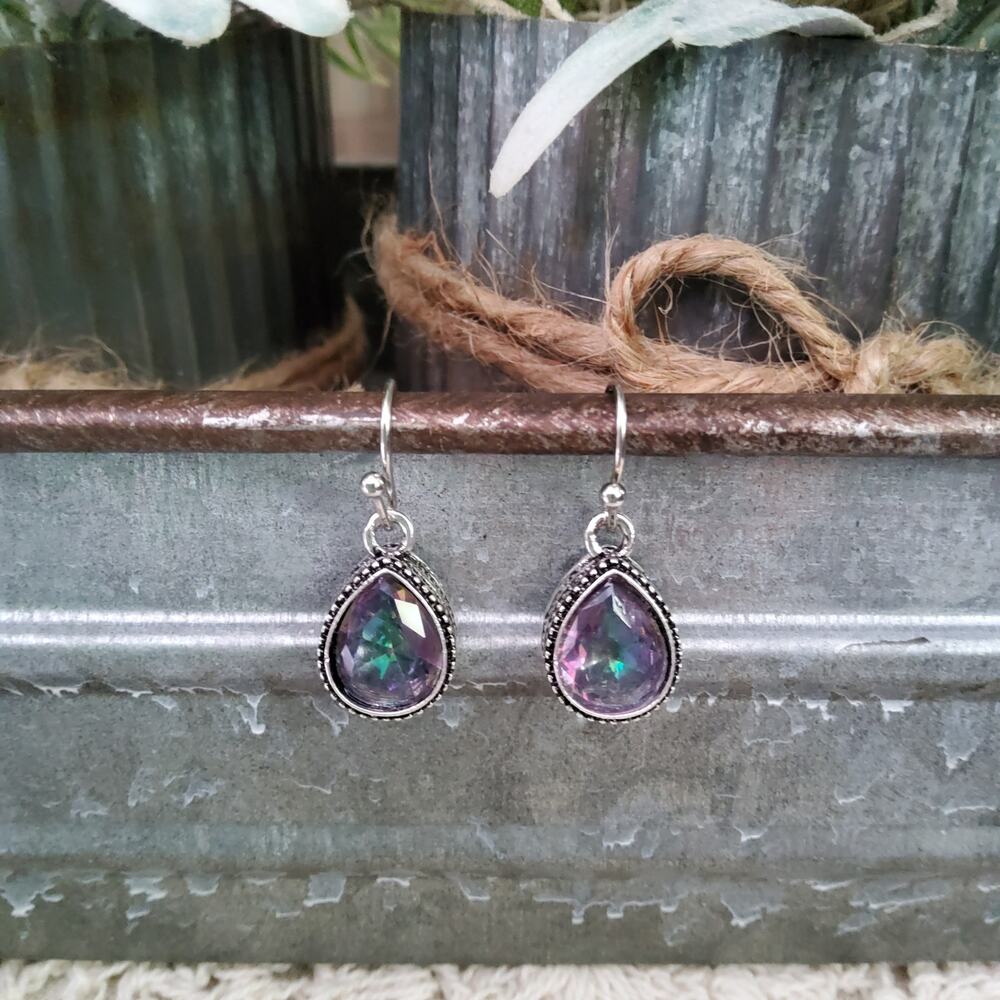 Women's Antique Silver Tone Water Drop Dangle Earrings